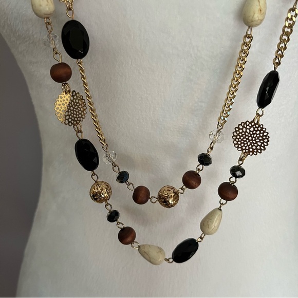 Bocar long statement necklace | Gold tone | Neutral - Picture 3 of 7